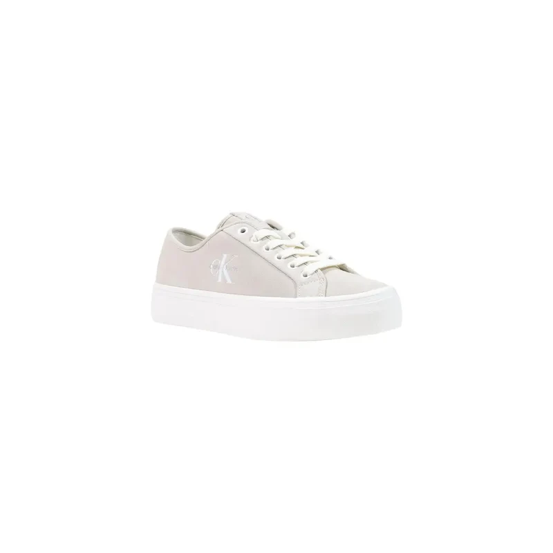 Calvin Klein Damen Leder Sneakers Weiße Schnürschuhe