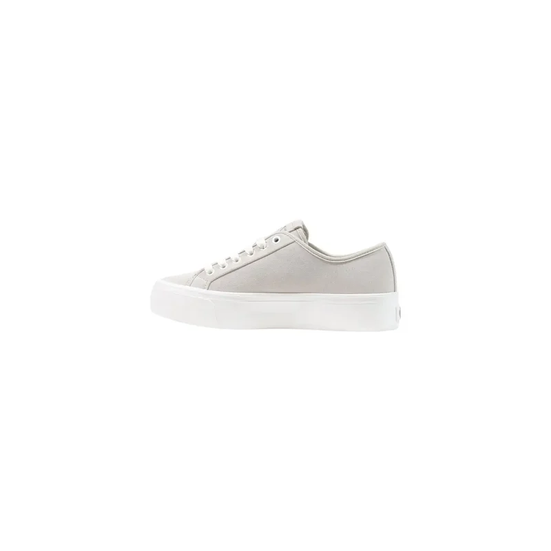 Calvin Klein Damen Leder Sneakers Weiße Schnürschuhe