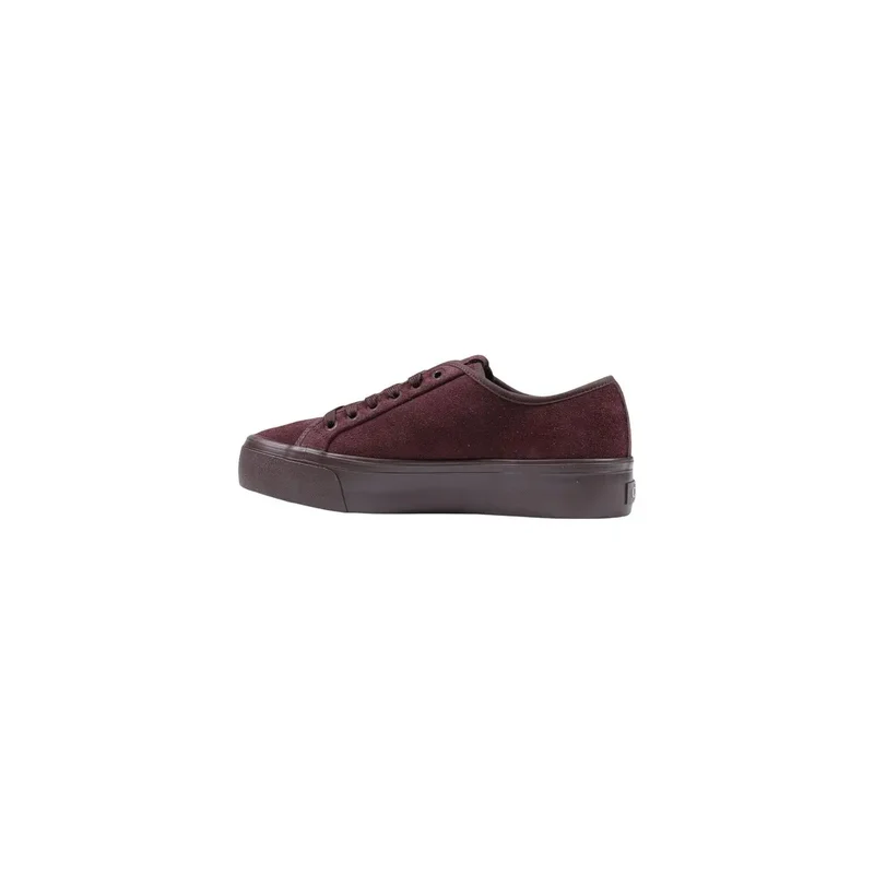 Calvin Klein Damen Leder Sneakers Bordeauxfarbene Schnürschuhe