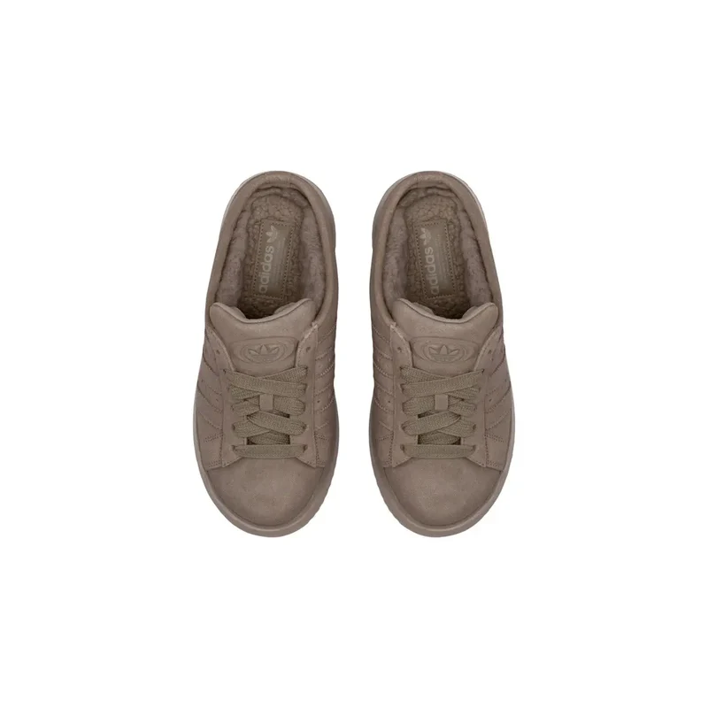 Adidas Originals Damen-Plateau-Slipper aus braunem Leder