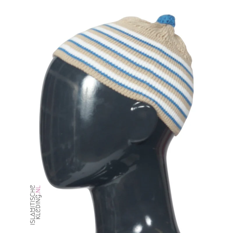 Kufi Kids Bilal Beige L-Blau
