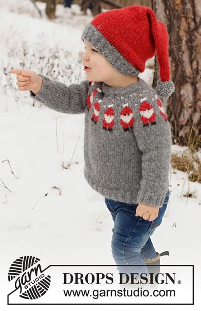 Pullover Merry Santas für Kinder (Strickset)