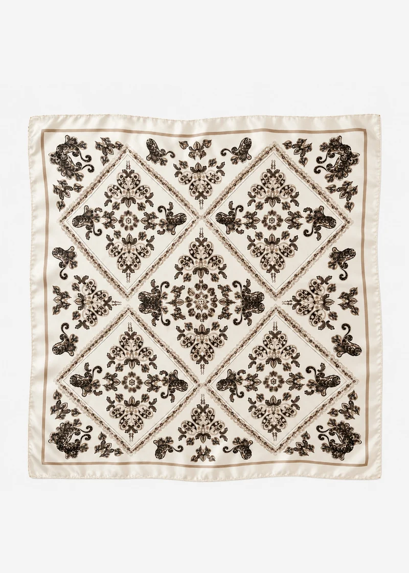 Halstuch mit geometrischem Ornament-Print - beige