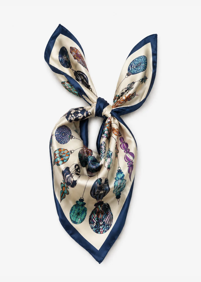 Halstuch mit Ornament-Muster - blau