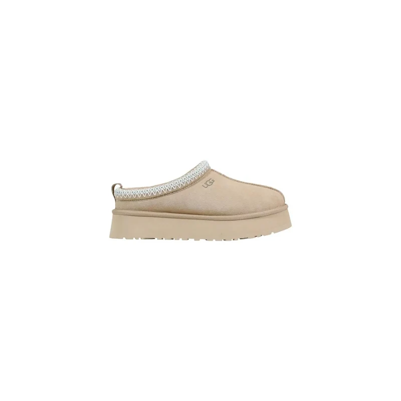 Ugg Damen Leder Plateau-Slipper Beige Frühling