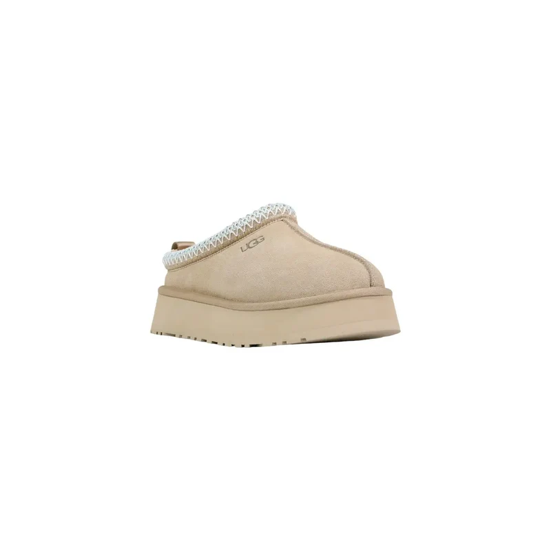 Ugg Damen Leder Plateau-Slipper Beige Frühling