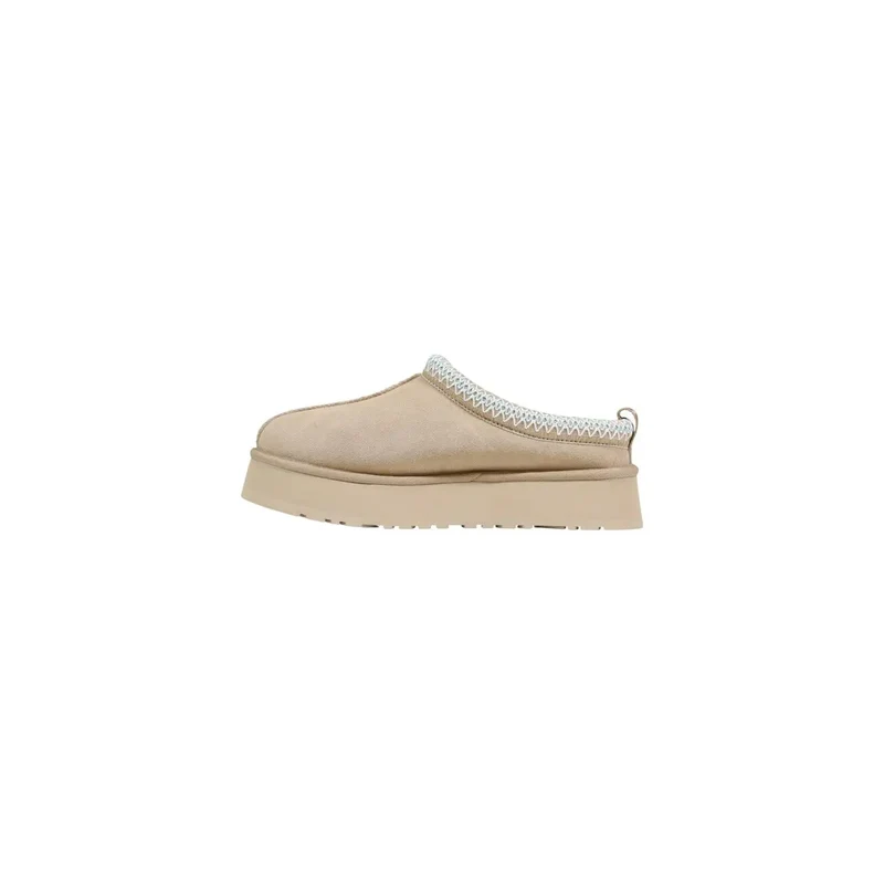 Ugg Damen Leder Plateau-Slipper Beige Frühling