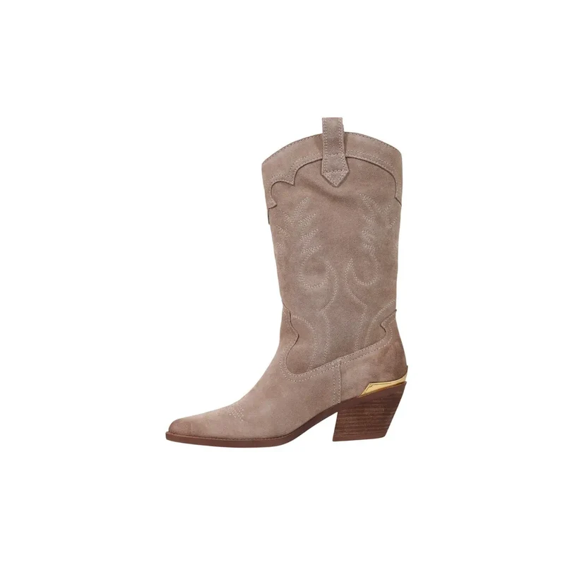Liu Jo Damen-Ankle-Boots aus beigefarbenem Leder mit Blockabsatz Boots