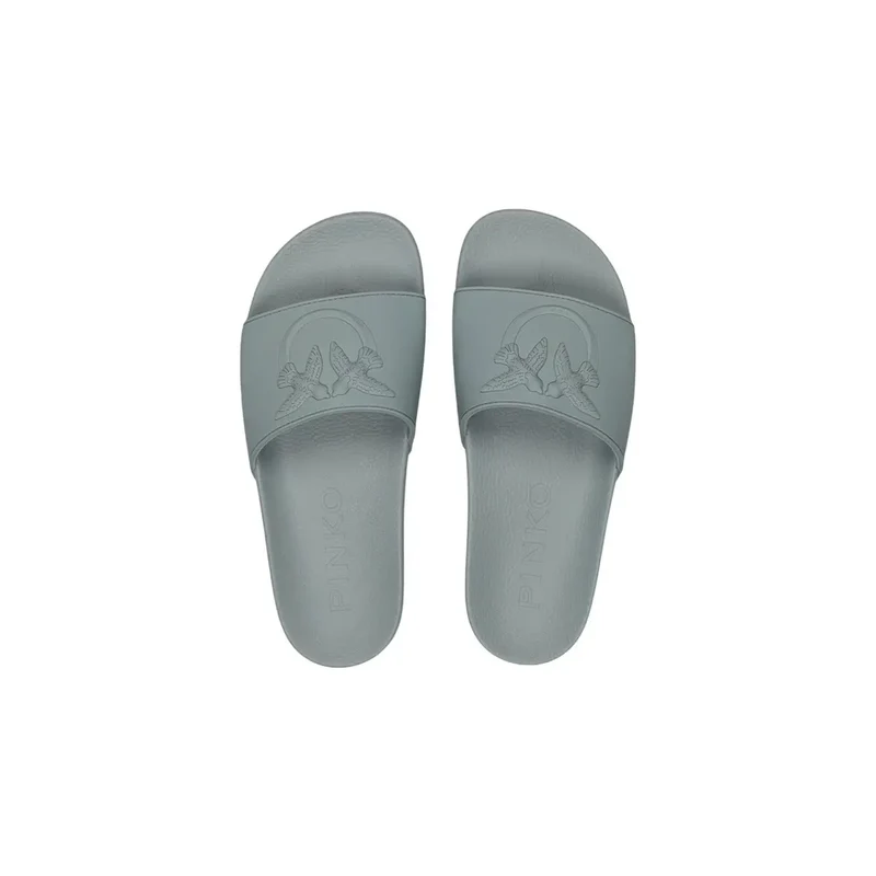 Pinko Grüne PVC-Slipper für Damen mit offener Zehenpartie