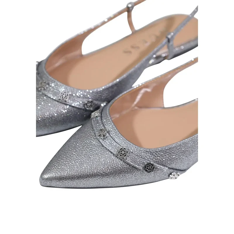 Guess Graue Damen-Slipper mit Schleife und spitzer Zehenpartie