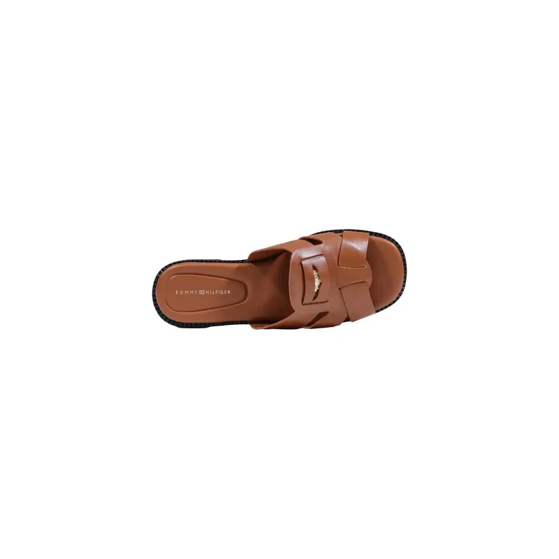 Tommy Hilfiger Damen-Lederpantoffeln braun