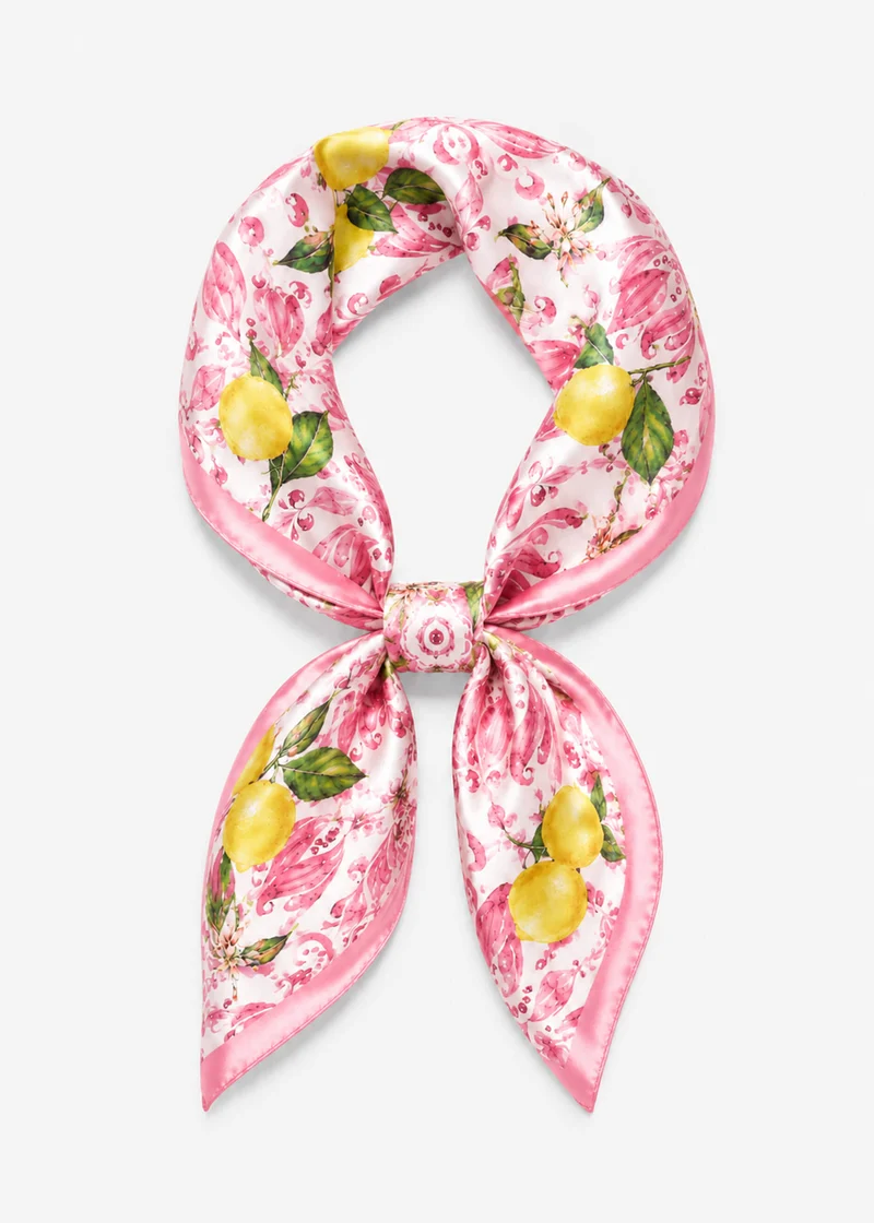 Halstuch mit Zitronen-Print - pink