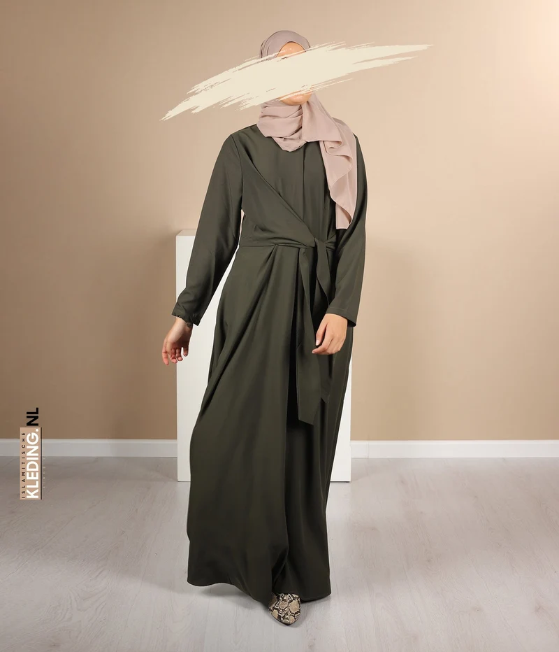 A-Linie Abaya Houda - Armeegrün
