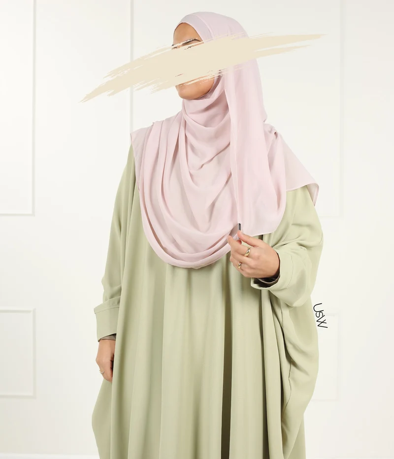Vollständiger Sofort-Hijab XL - Rosa Spitze