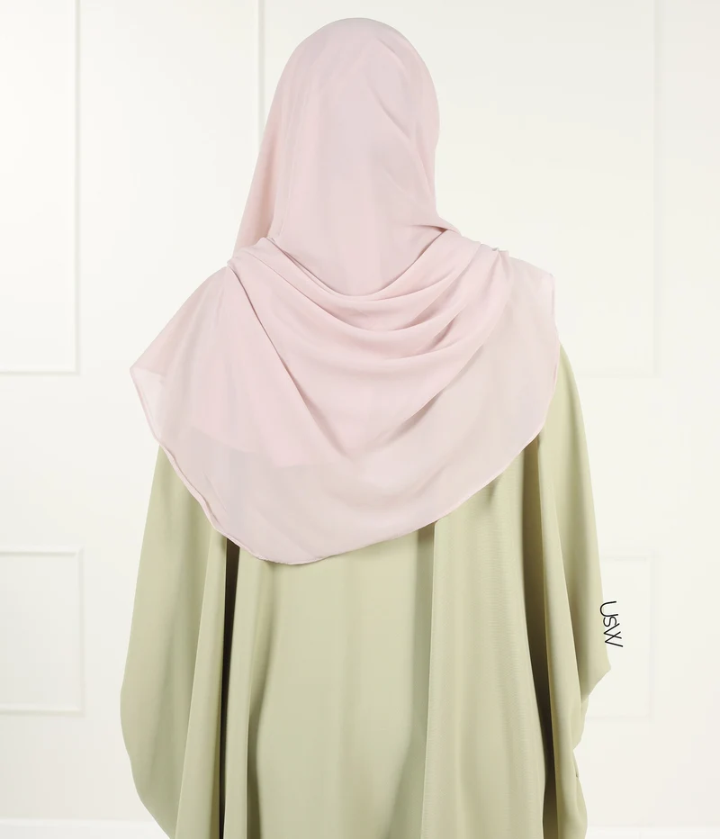 Vollständiger Sofort-Hijab XL - Rosa Spitze