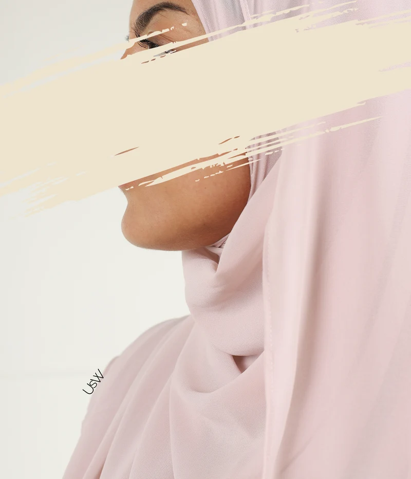 Vollständiger Sofort-Hijab XL - Rosa Spitze