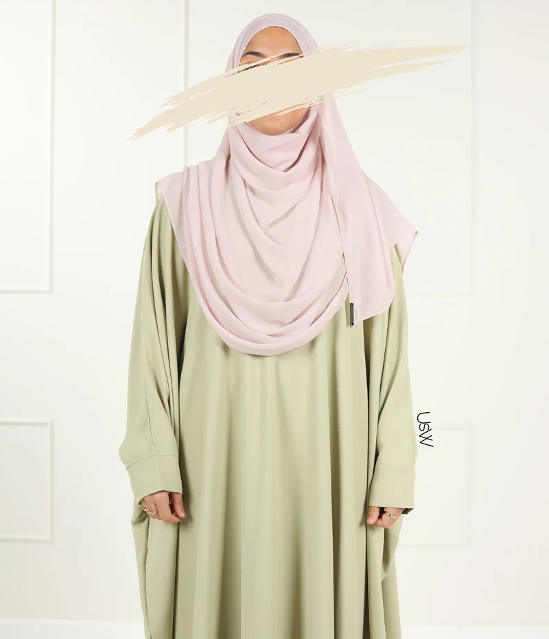 Vollständiger Sofort-Hijab XL - Rosa Spitze