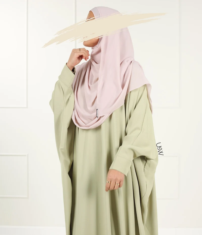 Vollständiger Sofort-Hijab XL - Rosa Spitze