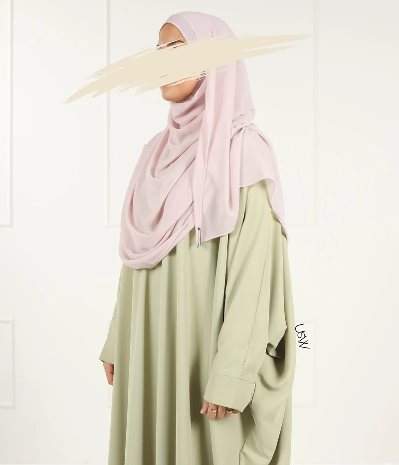 Vollständiger Sofort-Hijab XL - Rosa Spitze