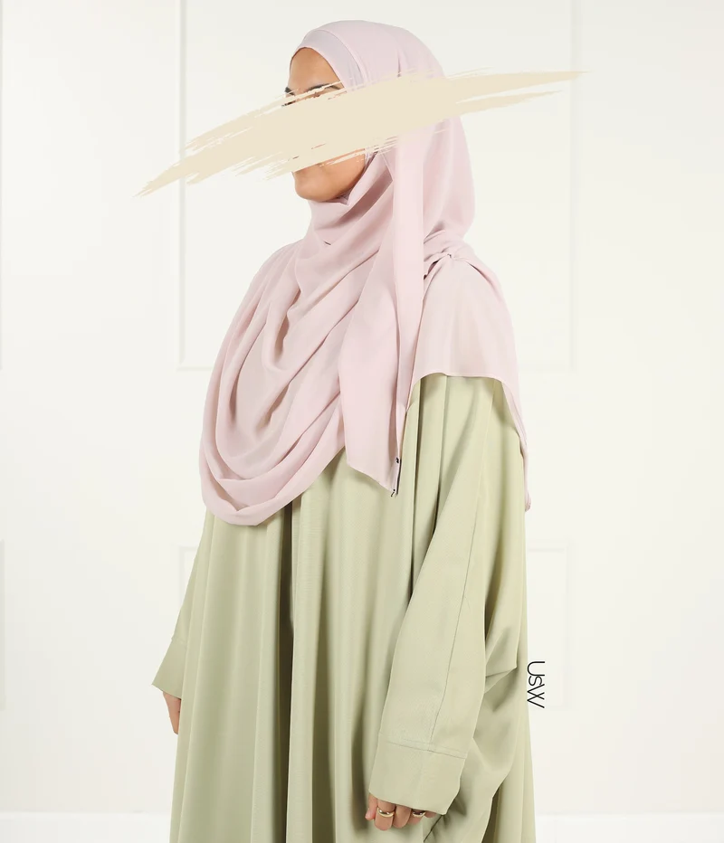 Vollständiger Sofort-Hijab XL - Rosa Spitze