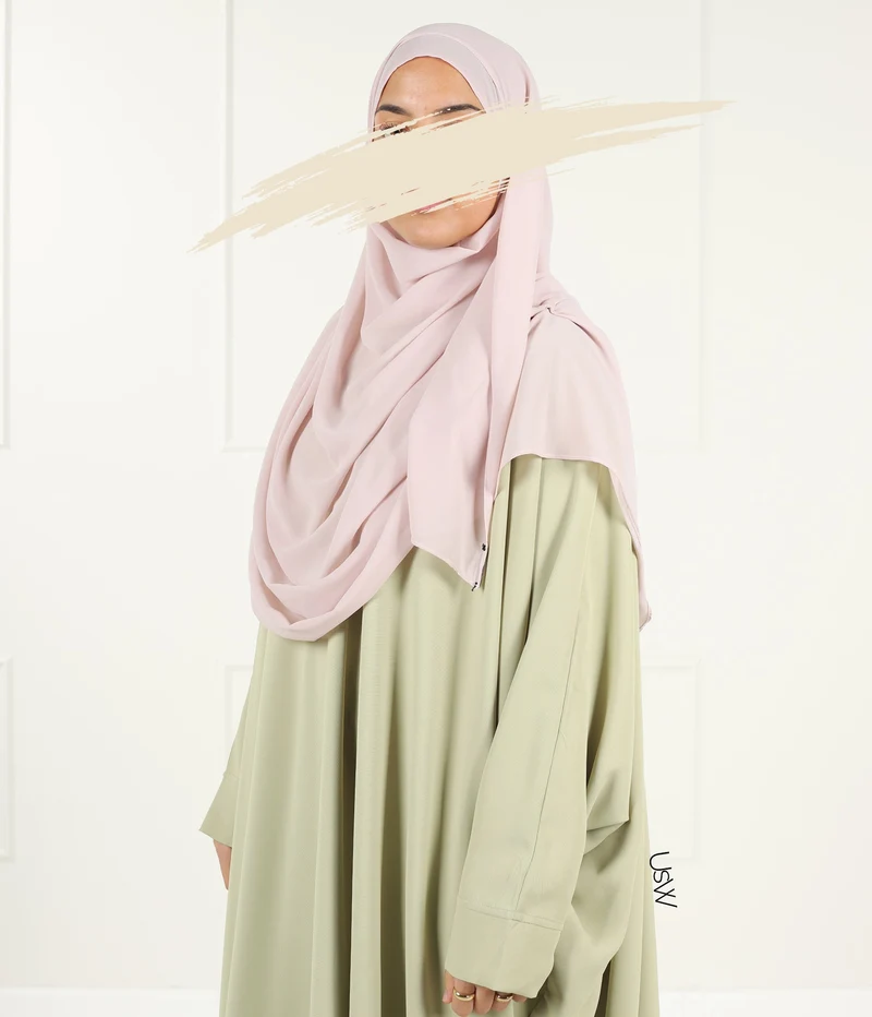 Vollständiger Sofort-Hijab XL - Rosa Spitze