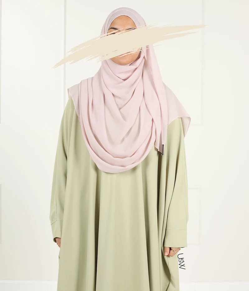 Vollständiger Sofort-Hijab XL - Rosa Spitze