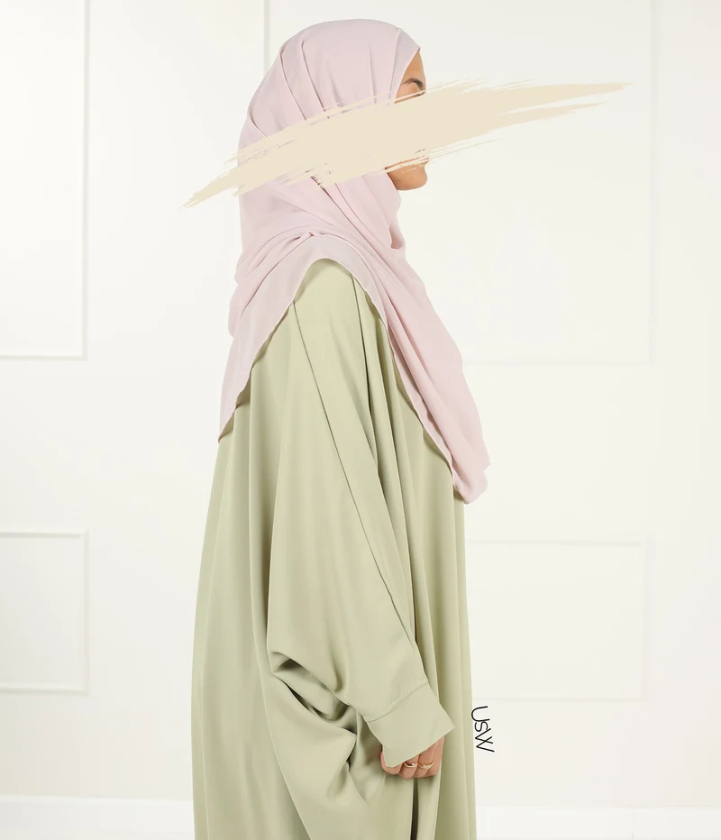Vollständiger Sofort-Hijab XL - Rosa Spitze