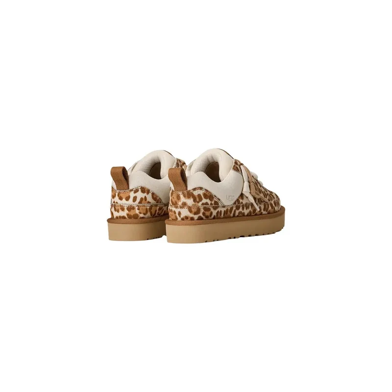 Ugg Damen Wildleder Sneakers Beige Leopardenmuster-Schnürsenkel