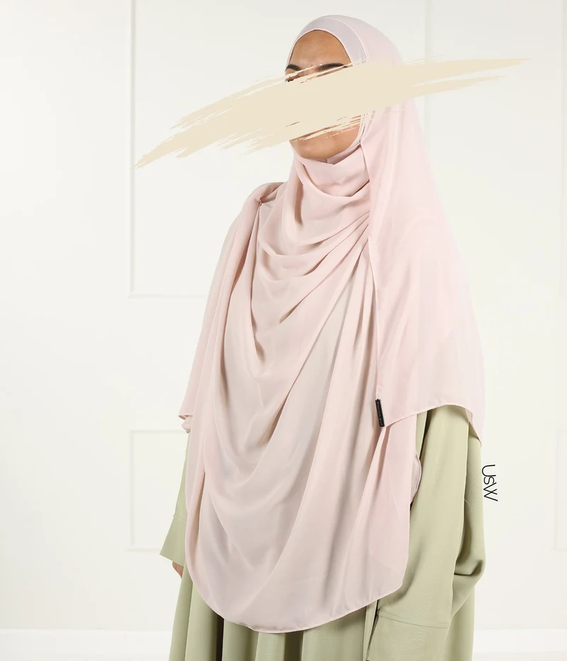 Vollständiger Sofort-Hijab XXL - Rosa Spitze