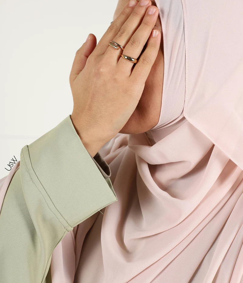 Vollständiger Sofort-Hijab XXL - Rosa Spitze