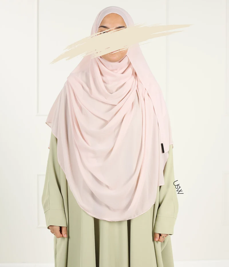 Vollständiger Sofort-Hijab XXL - Rosa Spitze