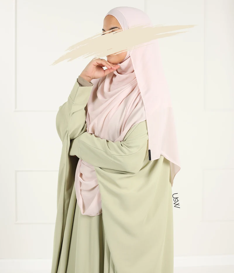 Vollständiger Sofort-Hijab XXL - Rosa Spitze