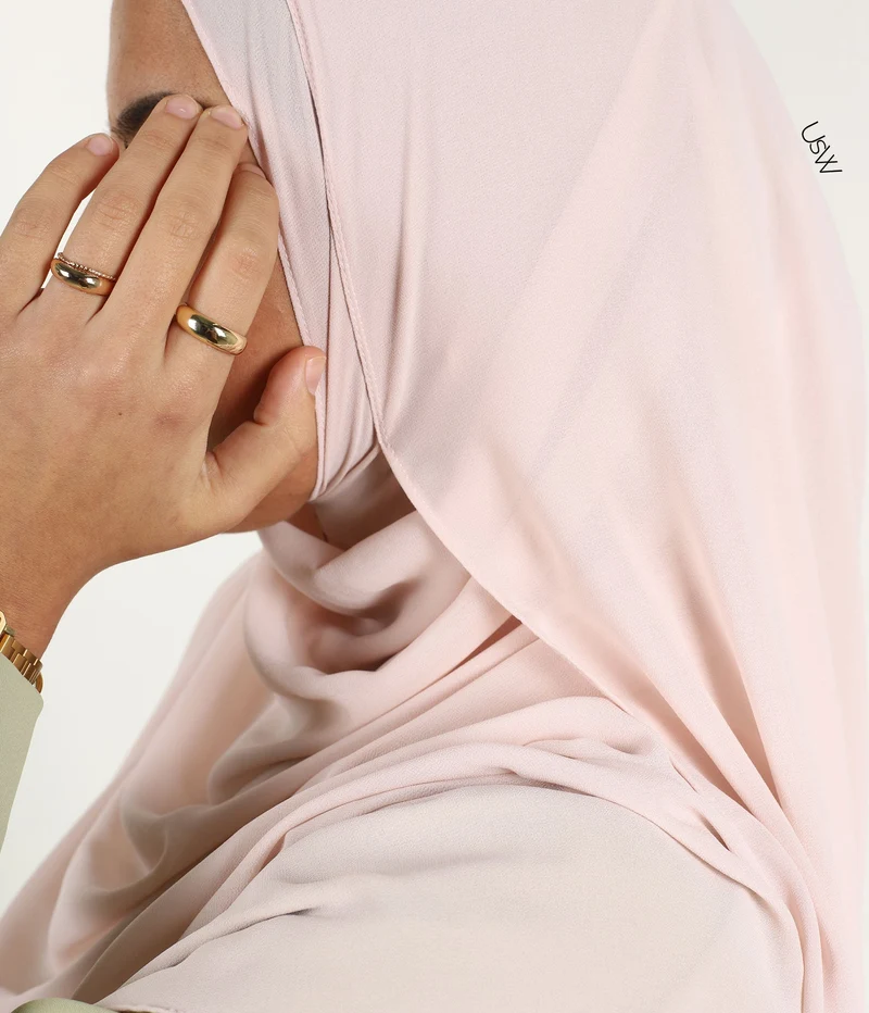 Vollständiger Sofort-Hijab XXL - Rosa Spitze