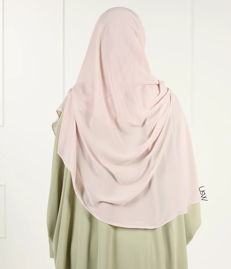 Vollständiger Sofort-Hijab XXL - Rosa Spitze