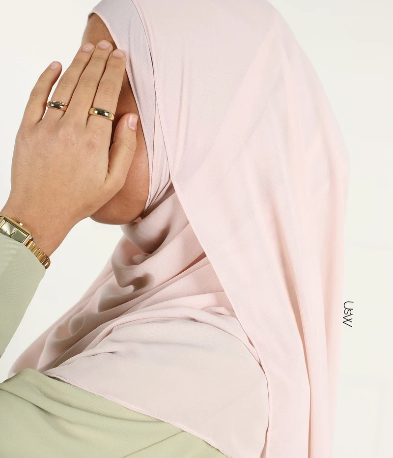 Vollständiger Sofort-Hijab XXL - Rosa Spitze