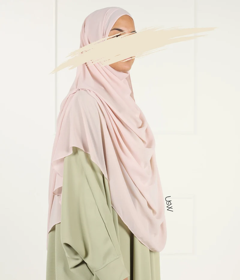 Vollständiger Sofort-Hijab XXL - Rosa Spitze