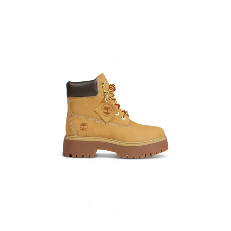 Timberland Damen-Leder-Ankle-Tops Boots Beige Schnürschuhe
