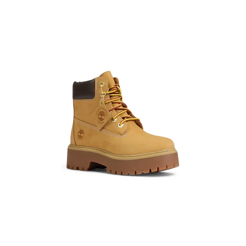 Timberland Damen-Leder-Ankle-Tops Boots Beige Schnürschuhe