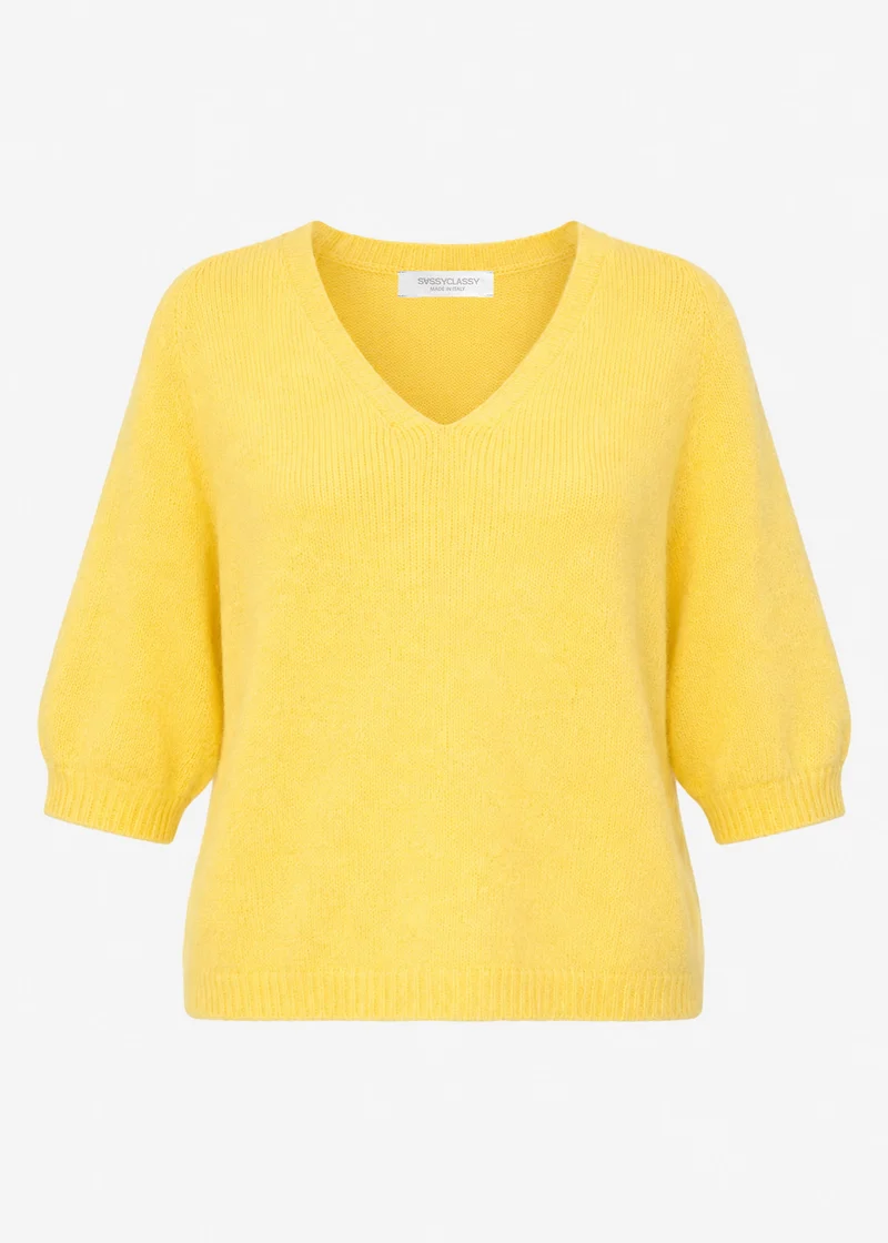 Strickoberteil mit V-Ausschnitt - gelb