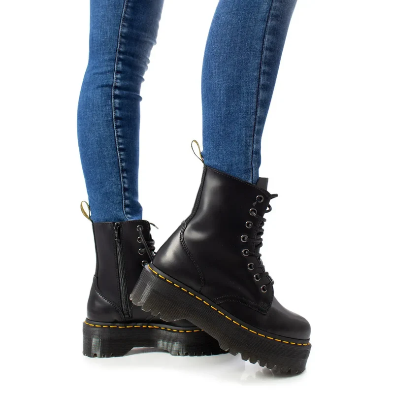 Dr. Martens Damen Schwarze Lederschnürung Boots Größe 4