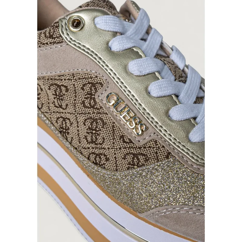 Guess Damen Beige Sneakers Sportlicher Slip-On aus Polyester