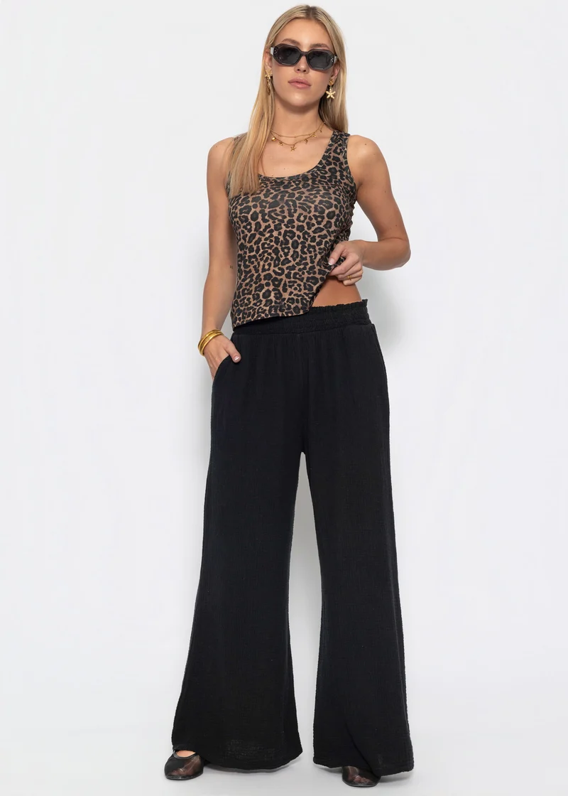 Musselin Hose mit weitem Bein - schwarz