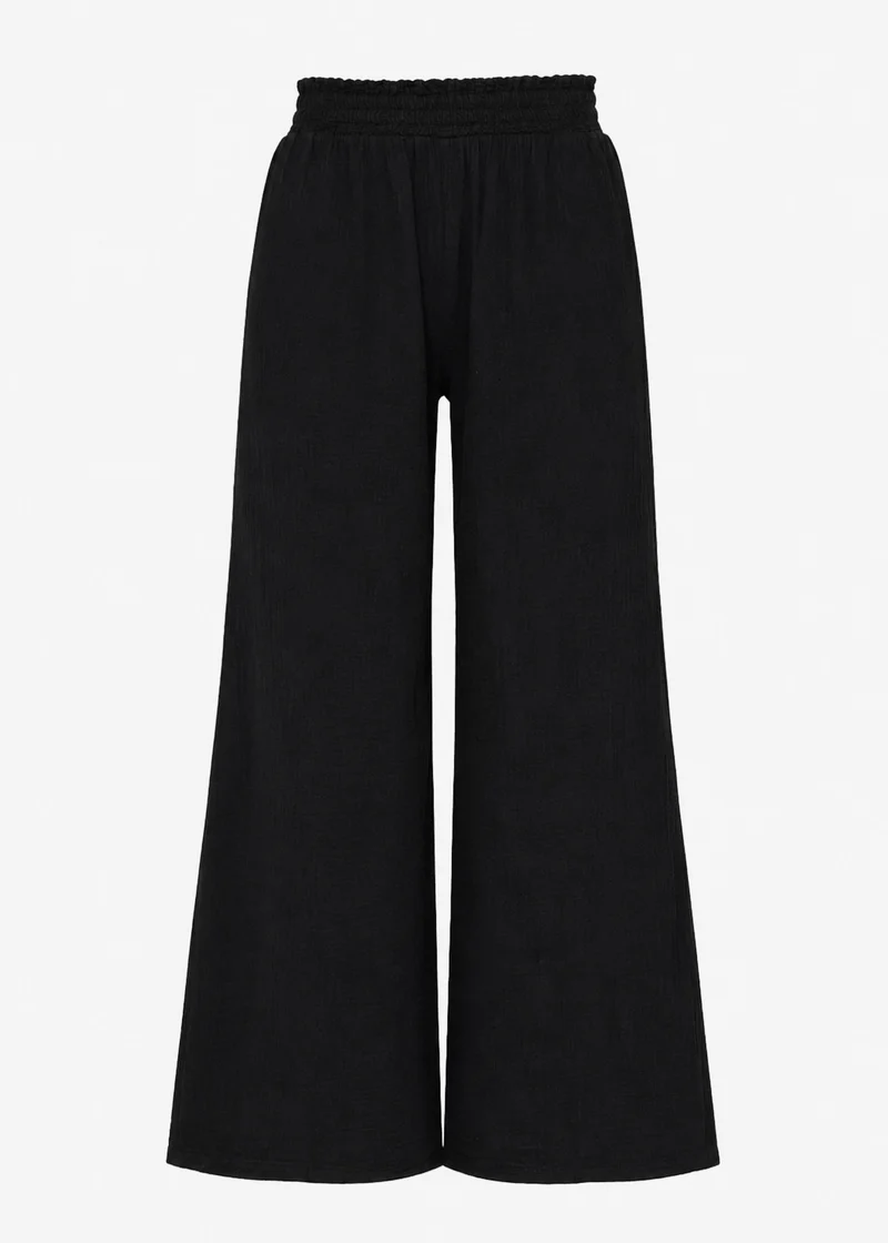 Musselin Hose mit weitem Bein - schwarz