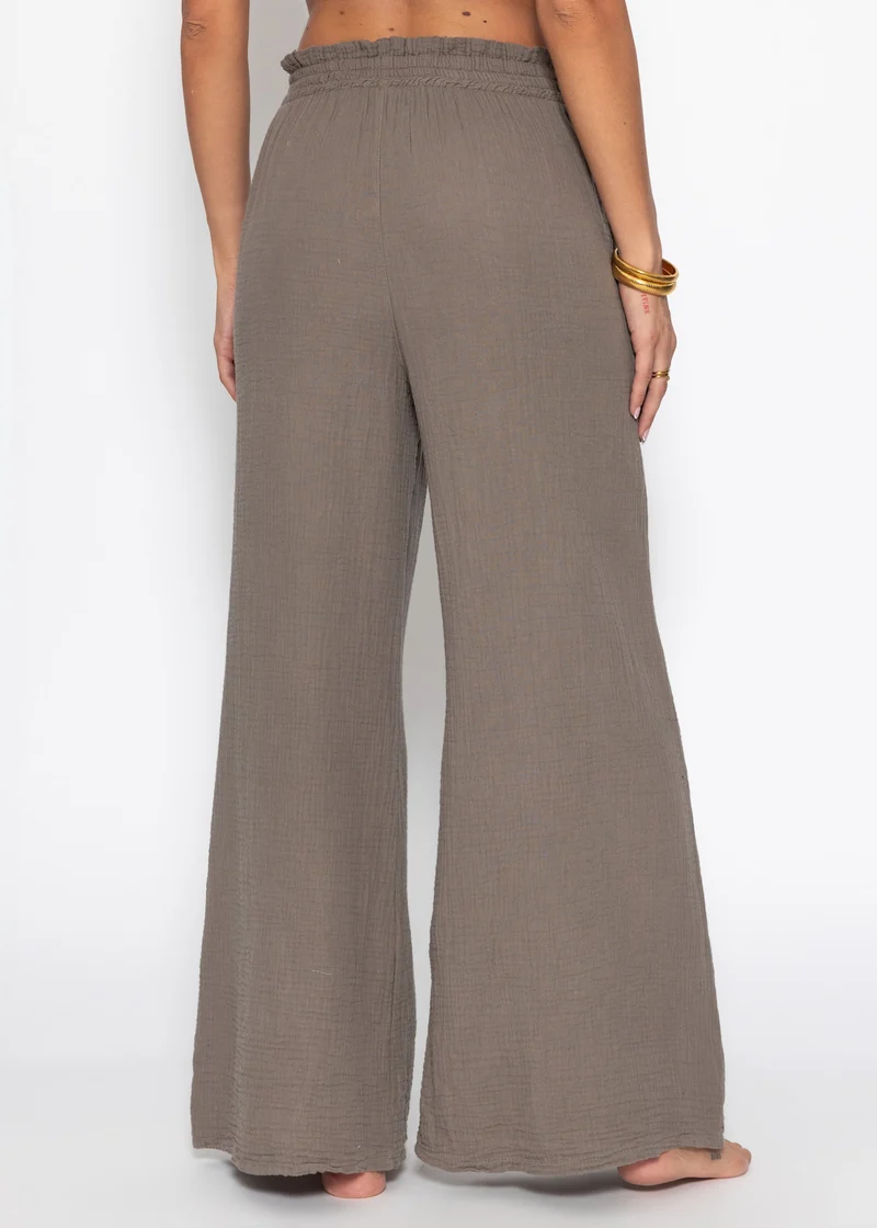 Musselin Hose mit weitem Bein - taupe