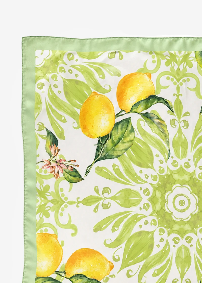 Halstuch mit Zitronen-Print - grün