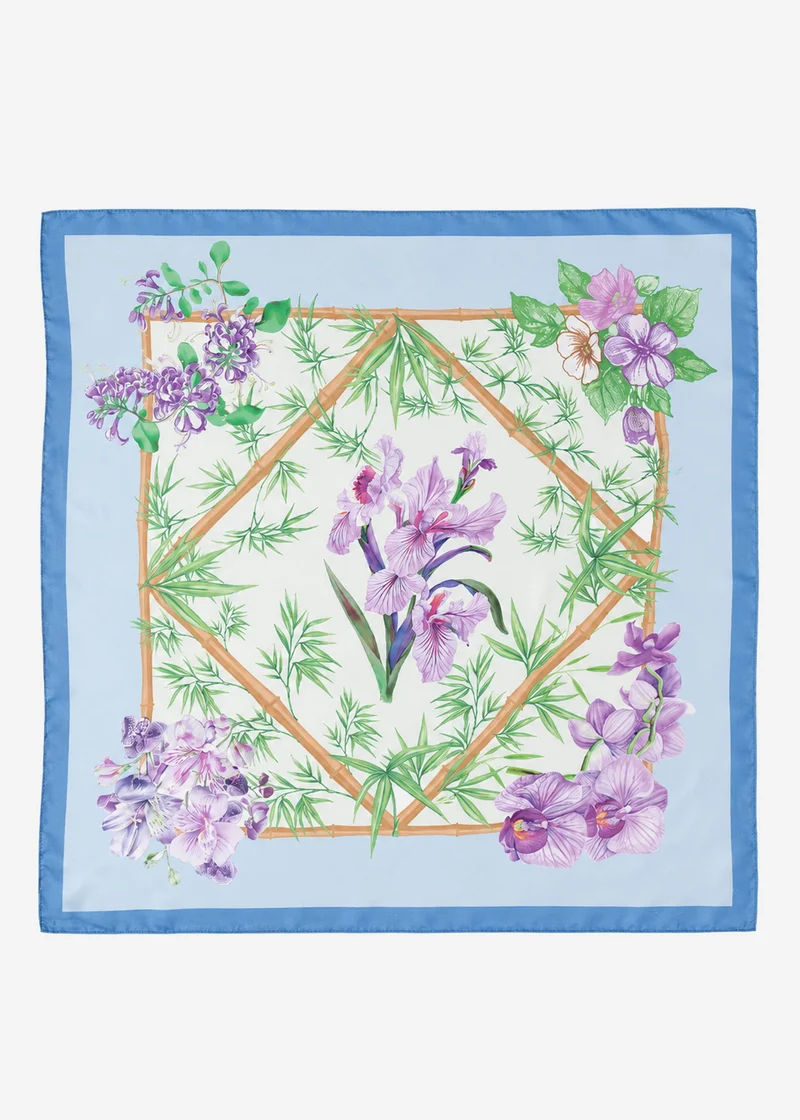 Halstuch mit Blumen-Print - blau