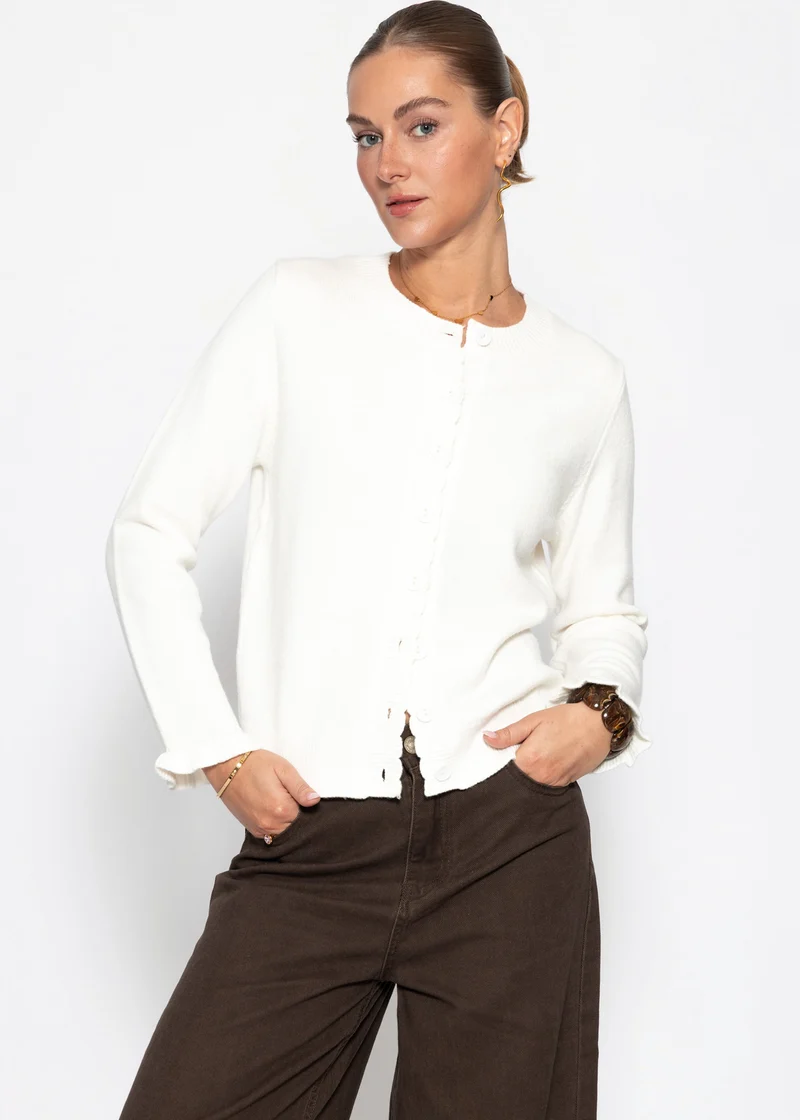 Strickjacke mit Volants - offwhite