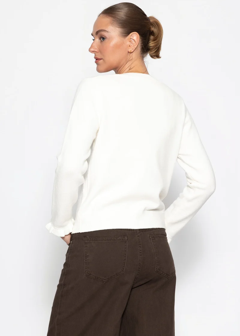 Strickjacke mit Volants - offwhite