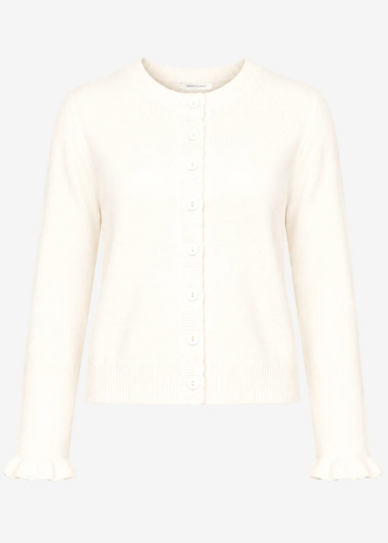 Strickjacke mit Volants - offwhite
