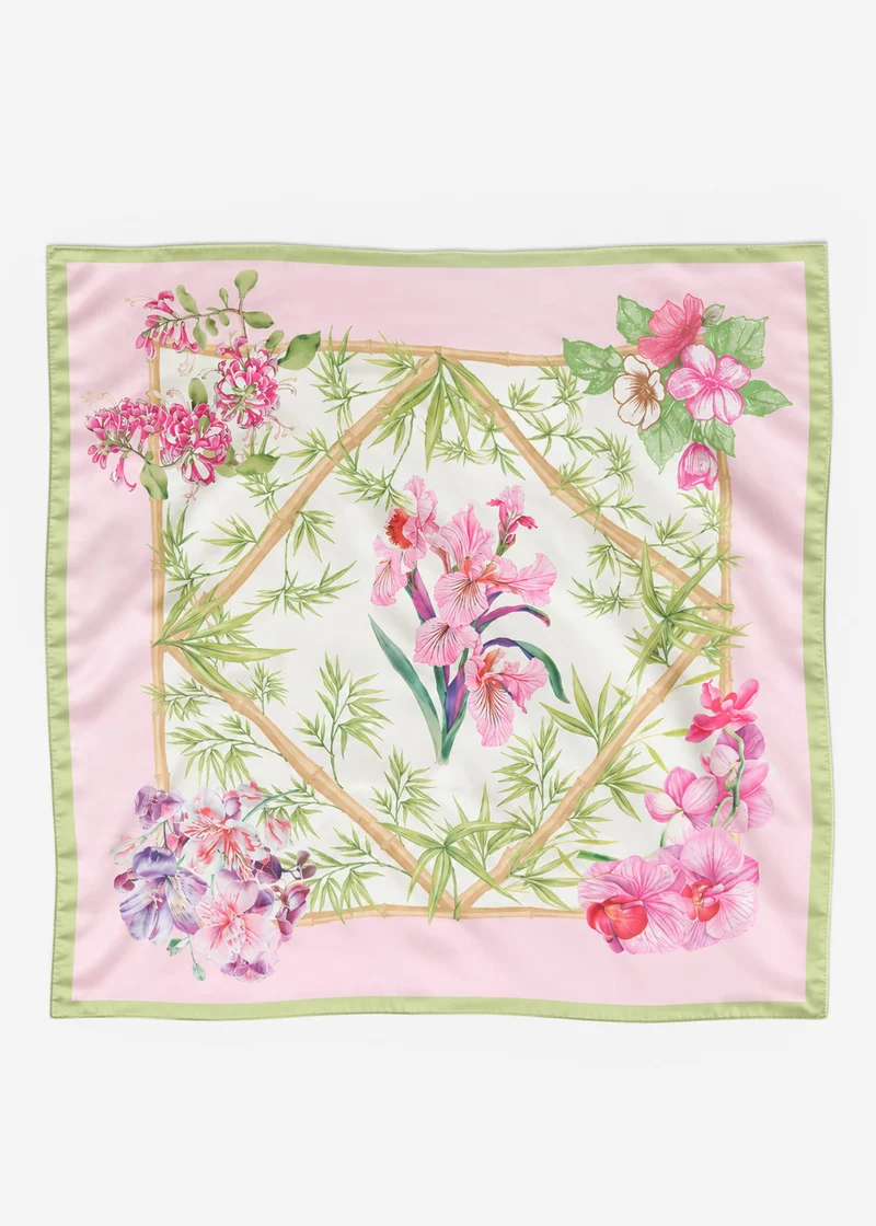 Halstuch mit Blumen-Print - rosa